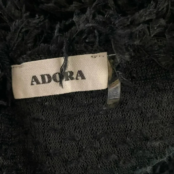 Anthropologie ADORA M black fuzzy fluffy fun sweater Emu Avant Garde Goth Cozy - Picture 5 of 6
